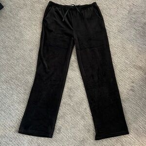 Black, horizontal, velvet, striped pants